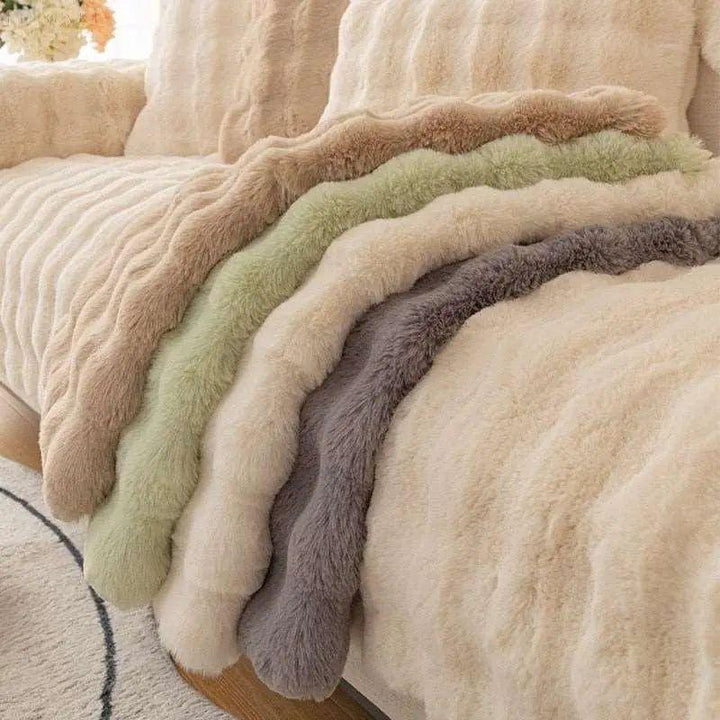 Sofia - Universal Plush Sofa Cover L Shape - Winter Warm Soft |