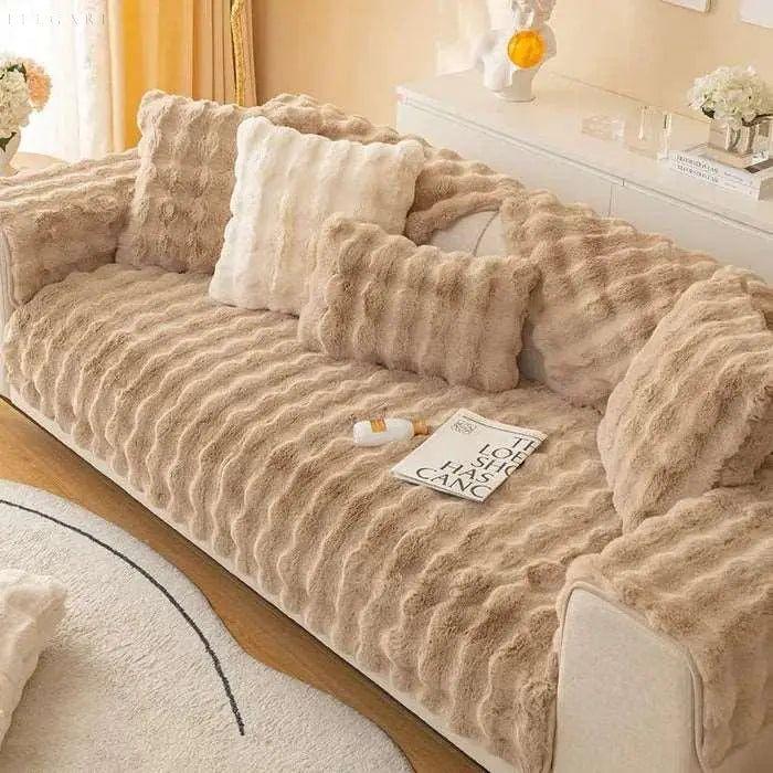 Sofia - Universal Plush Sofa Cover L Shape - Winter Warm Soft |