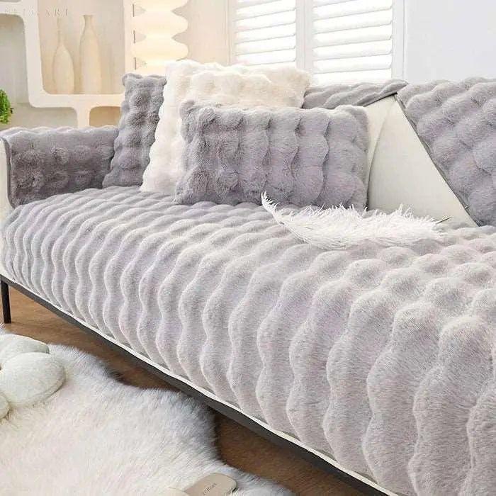 Sofia - Universal Plush Sofa Cover L Shape - Winter Warm Soft |