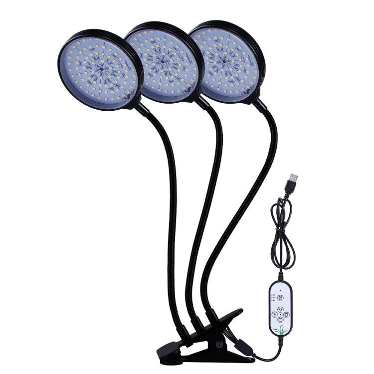 LED Plant Growth Lamp USB Remote Control Clip Waterproof Full Spectrum Natural White Seedling Plant Light, Power: 45W Three Heads