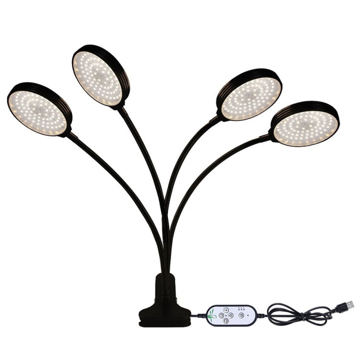 LED Plant Growth Lamps USB Remote Control Clip Waterproof Full Spectrum Natural White Seedling Plant Light, Power: 60W Four Head