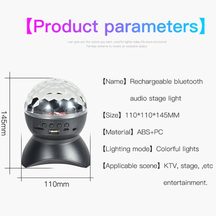 Home LED Magic Ball Lights Bounce Ambient Lamps Room Sound Lights Balls, colour: Charging Model Black (RGB coloured 5W)