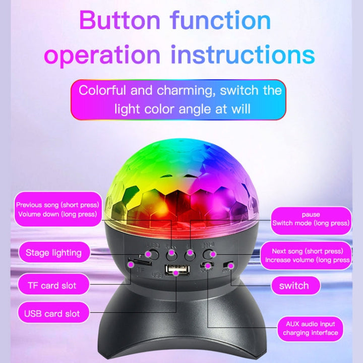 Home LED Magic Ball Lights Bounce Ambient Lamps Room Sound Lights Balls, colour: Charging Model Black (RGB coloured 5W)