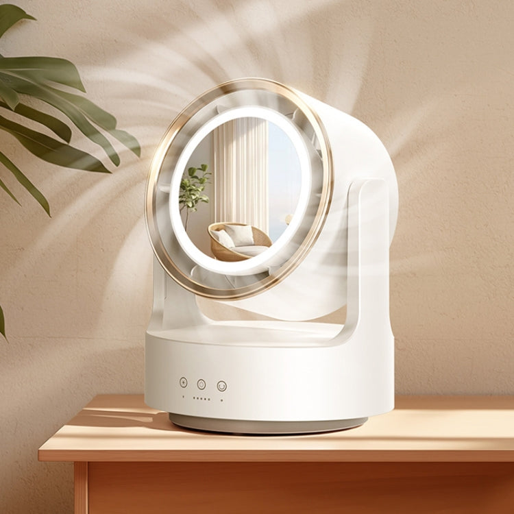 3 In 1 Multifunctional Desktop Fan with LED Light Cosmetic Mirror Rechargeable Oscillating |