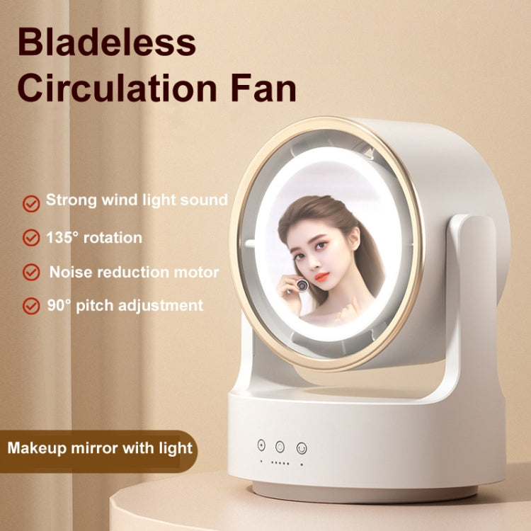 3 In 1 Multifunctional Desktop Fan with LED Light Cosmetic Mirror USB Plug Non-Oscillating |