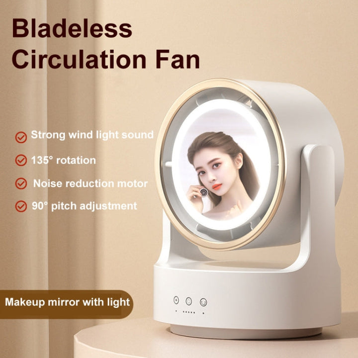 3 In 1 Multifunctional Desktop Fan with LED Light Cosmetic Mirror USB Plug Non-Oscillating |