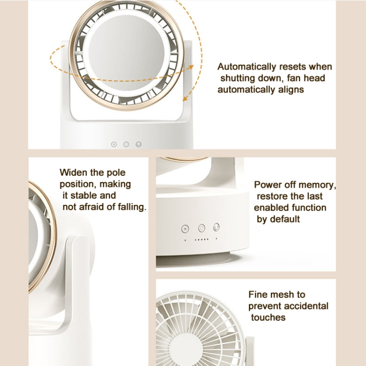 3 In 1 Multifunctional Desktop Fan with LED Light Cosmetic Mirror USB Plug Non-Oscillating |