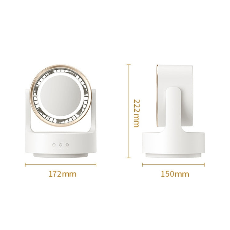 3 In 1 Multifunctional Desktop Fan with LED Light Cosmetic Mirror Rechargeable Oscillating |
