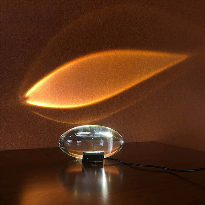Crystal LED Table Lamp "Eye of the Sky" – Italian Designer Nightstand Projector Lamp for Living and Bedroom Decoration