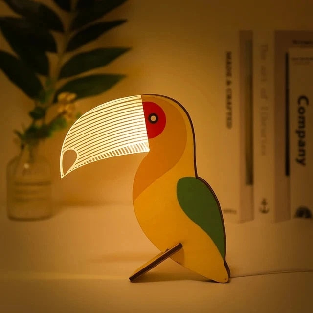 Animal LED Night Light Wood Acrylic Table USB Lights