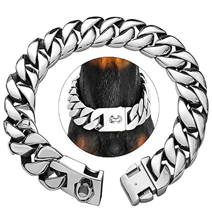 Strength Neck Metal Dog Collar – Sturdy Stainless Steel Collar for Large Dogs