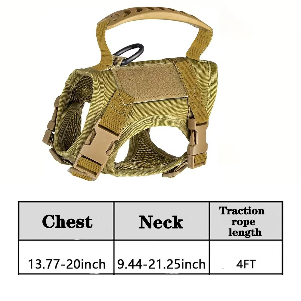 Adjustable Tactical Pet Harness with Control Handle for Cats and Large Dogs