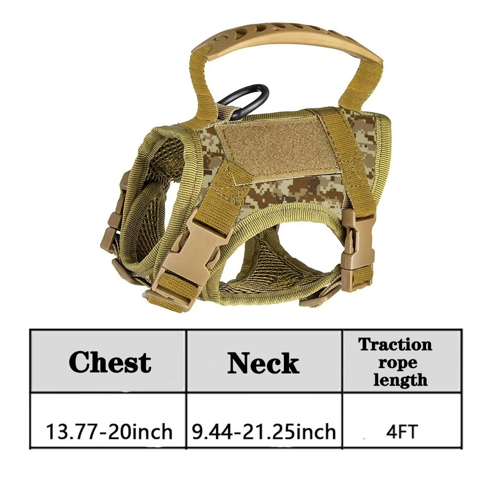Adjustable Tactical Pet Harness with Control Handle for Cats and Large Dogs