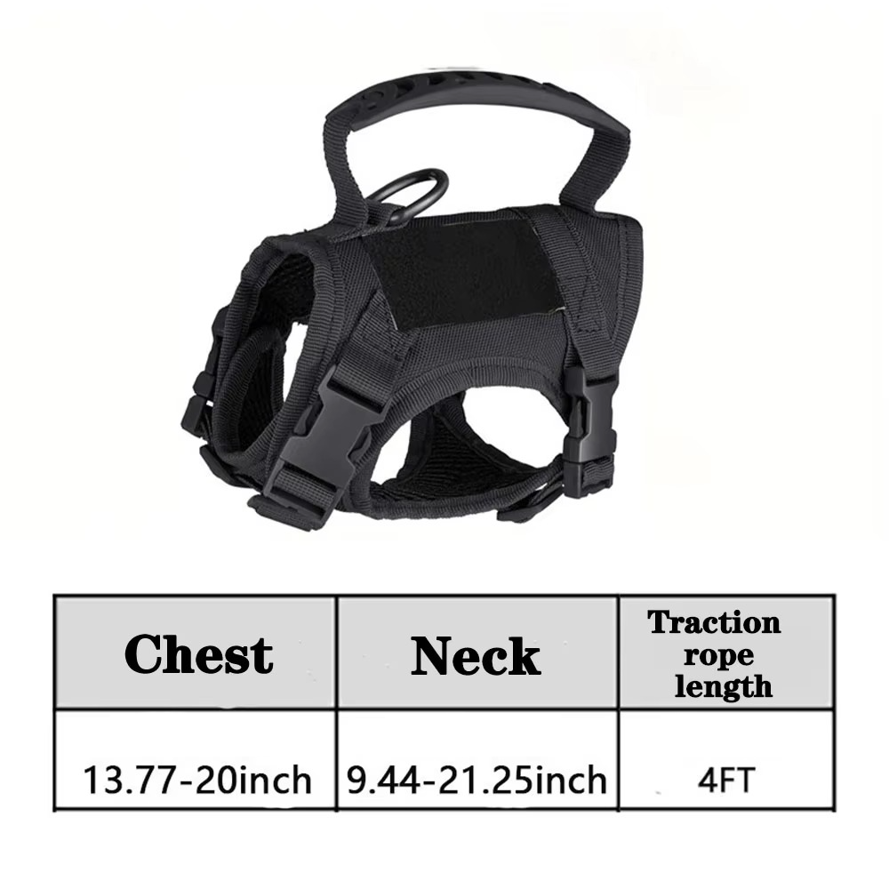 Adjustable Tactical Pet Harness with Control Handle for Cats and Large Dogs