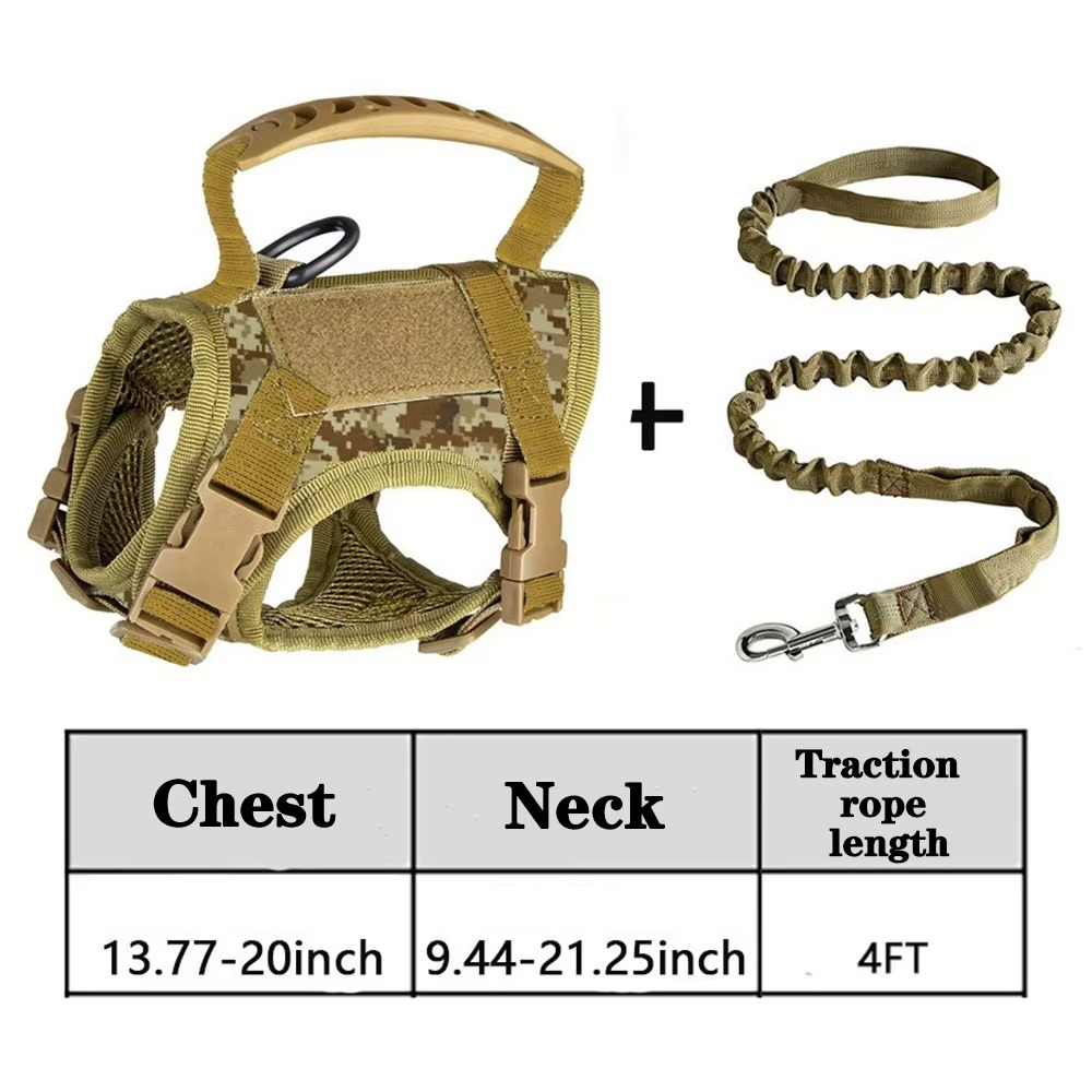 Adjustable Tactical Pet Harness with Control Handle for Cats and Large Dogs