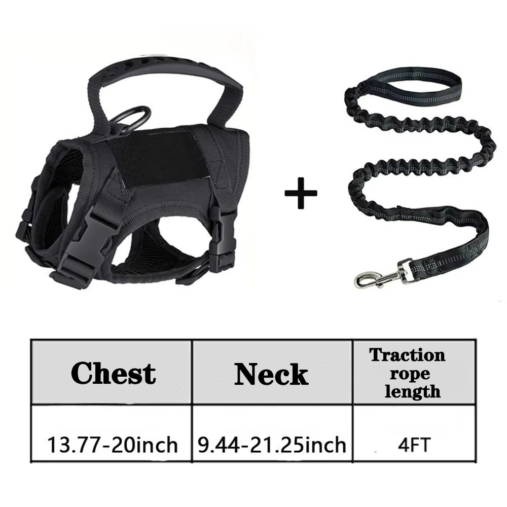 Adjustable Tactical Pet Harness with Control Handle for Cats and Large Dogs