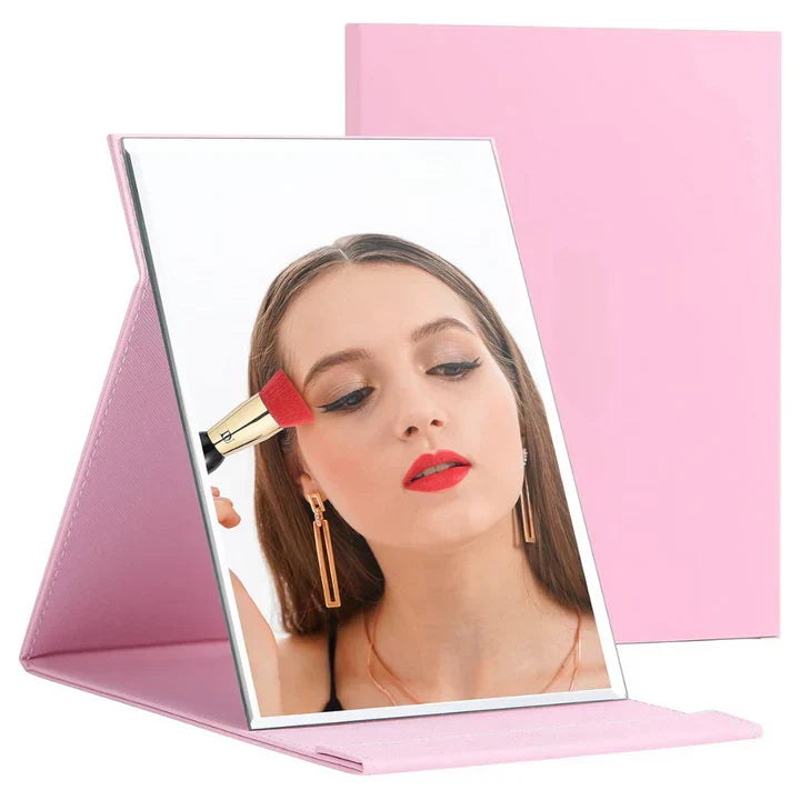 Compact makeup mirror with stand