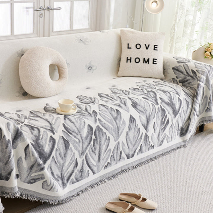 Verdure Leaf Pattern Chenille Sofa Cover