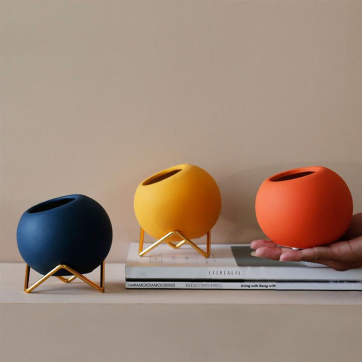 Abstract colours Ceramic Flower Pots with Stand