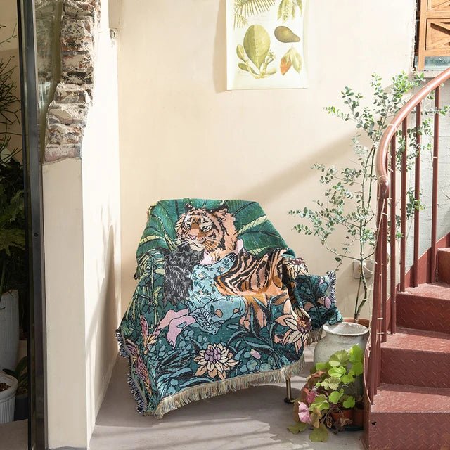 Abstract Woven Wall Tapestry Throw Blanket