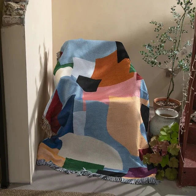 Abstract Woven Wall Tapestry Throw Blanket