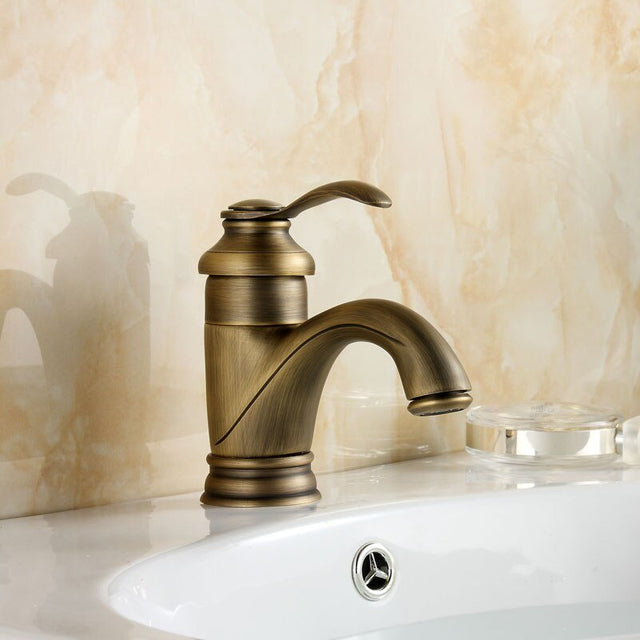 Antique Brass Tap Bathroom Fixtures Faucet Sink Mixer Tap