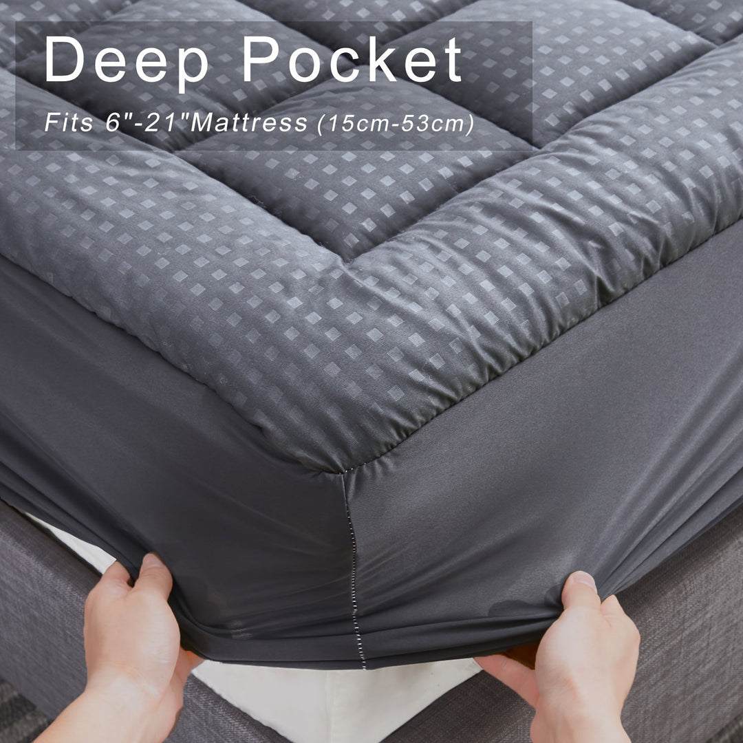 Ultimate Cooling Mattress Pad – Premium Quilted Pillow Top, Luxuriously Fluffy and Ultra-Breathable with Secure 14-18 Deep Pocket Cover – Enhanced Sleep Comfort, 1pc |