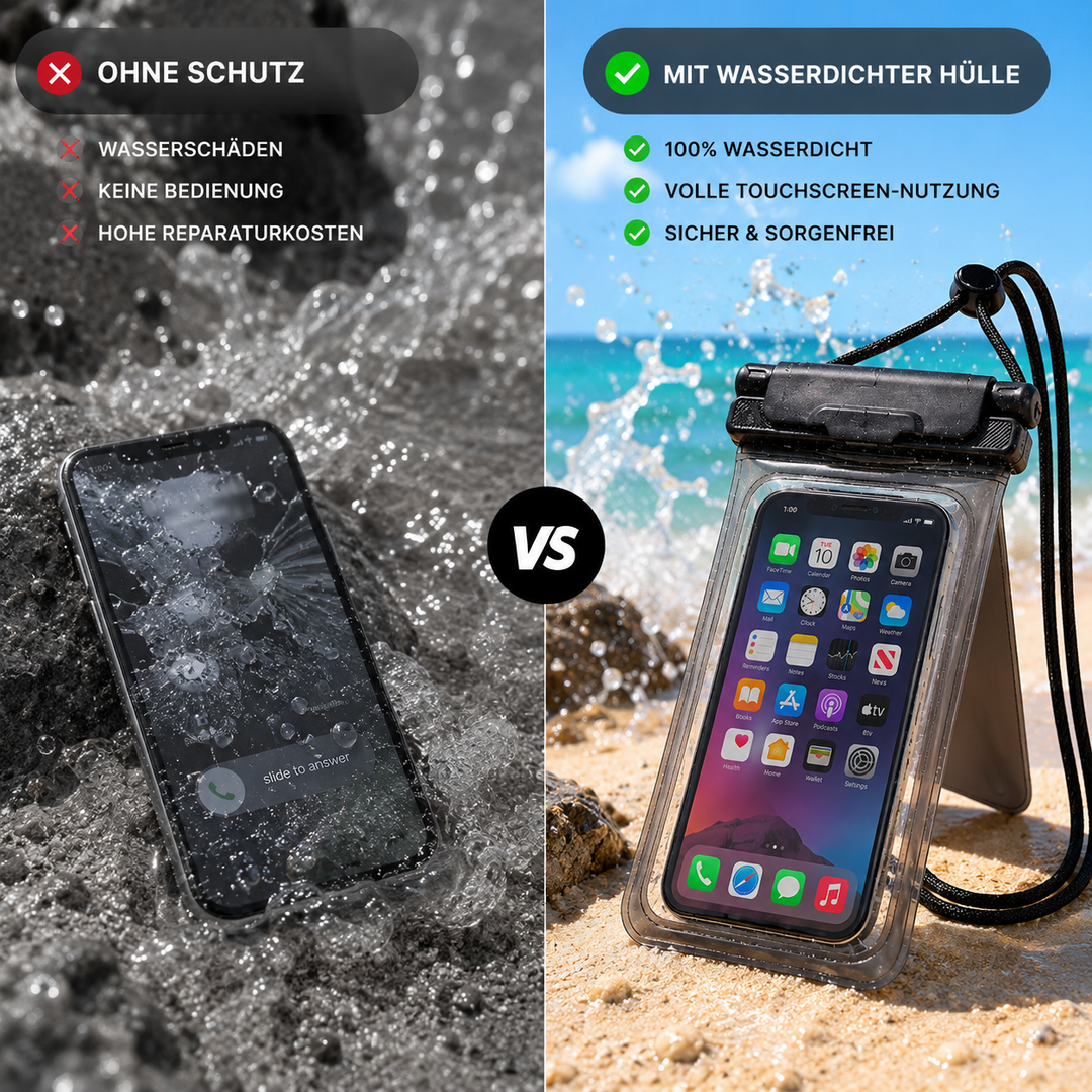 Water-repellent smartphone case with neck strap |