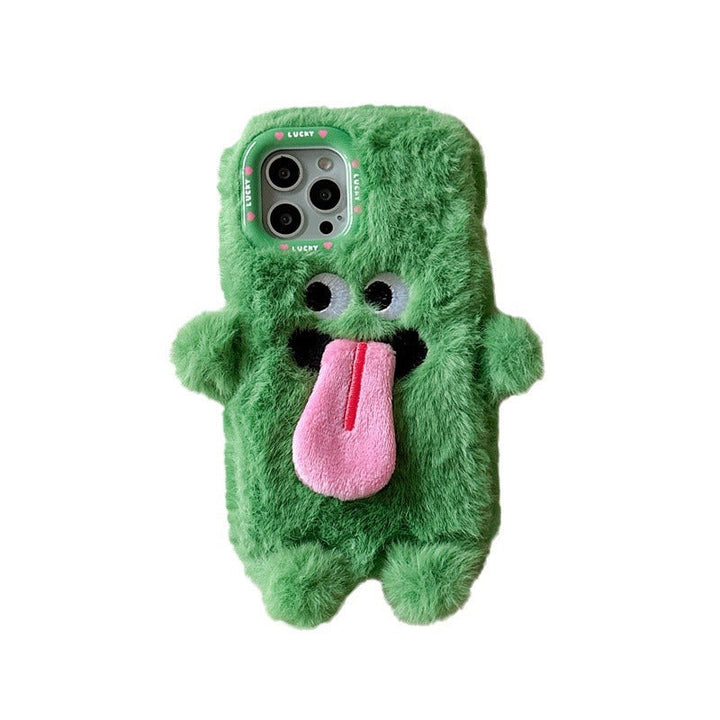 Funny Tongue Sticking Out Plush Phone Case For iPhone