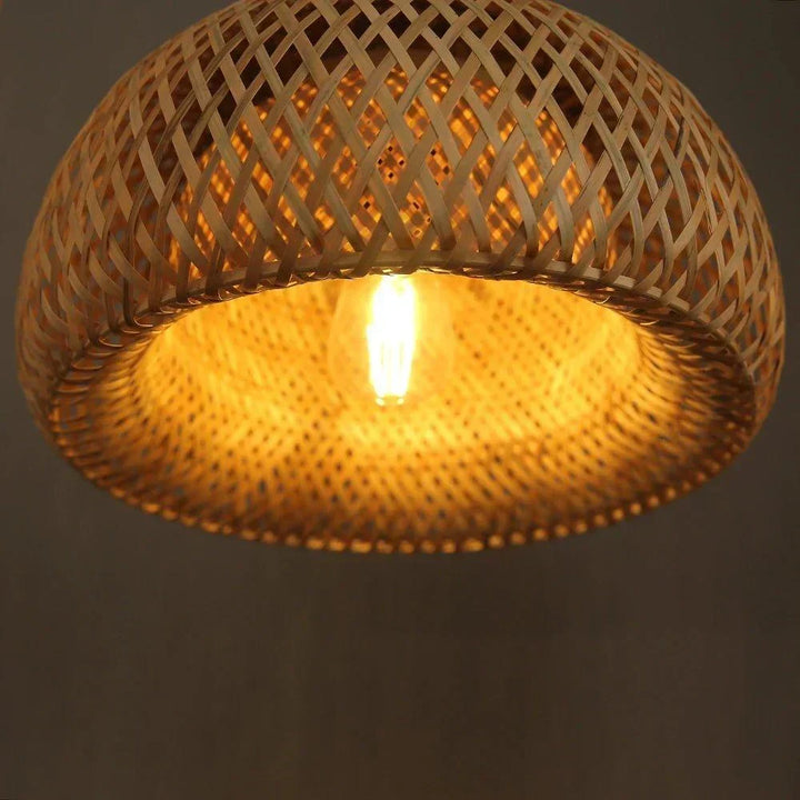 Hanging ceiling lamp made of bamboo C │ Handmade lighting from wood and rattan for interior decoration