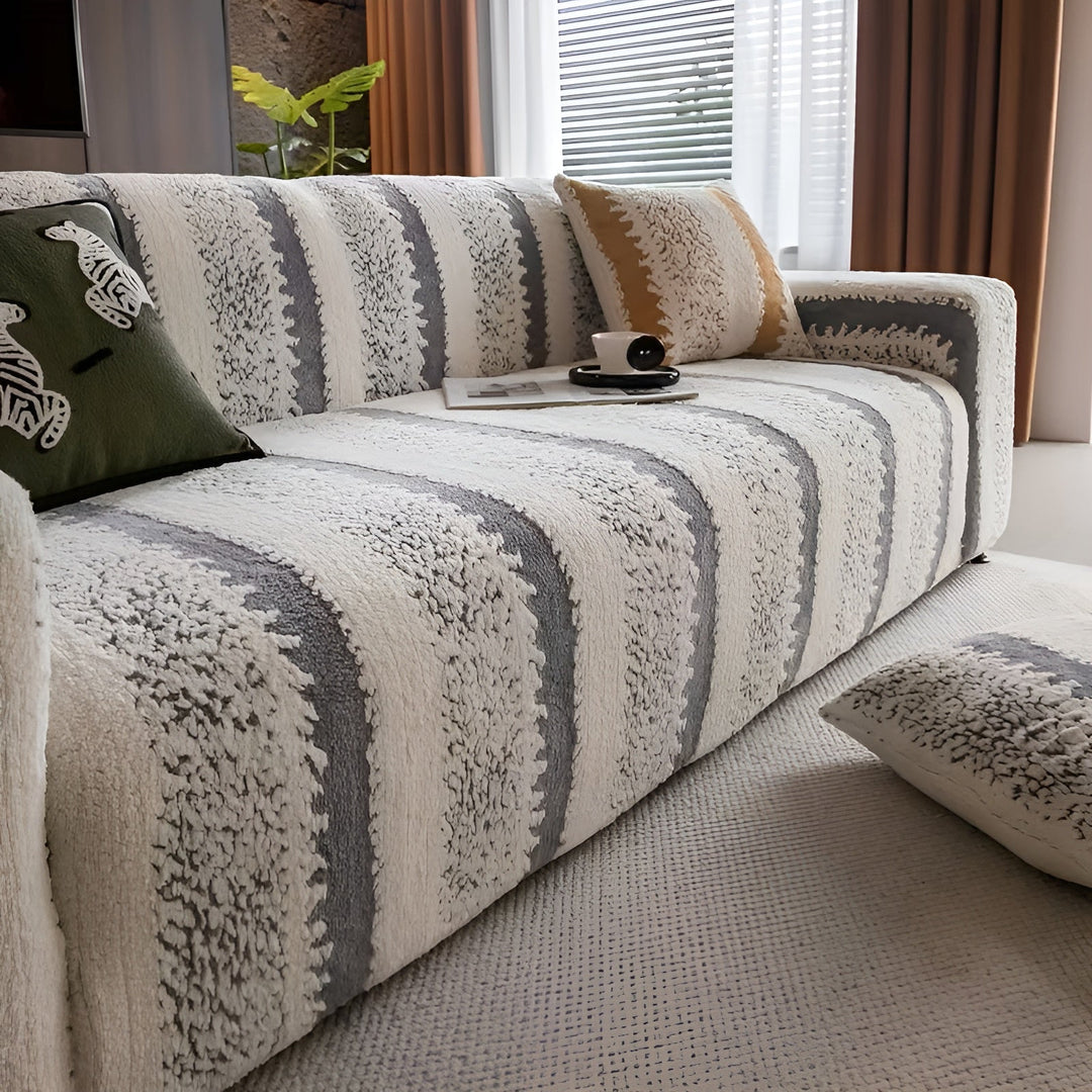 Plush sofa cover (2 pieces) – Soft, warm and decorative | Protects your sofa stylishly |