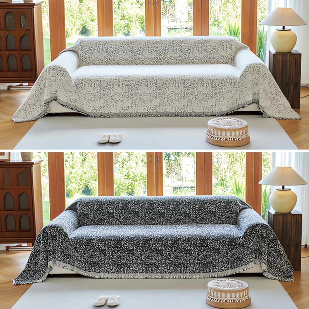 Modern Boho Cotton Sofa Cover Reversible Design