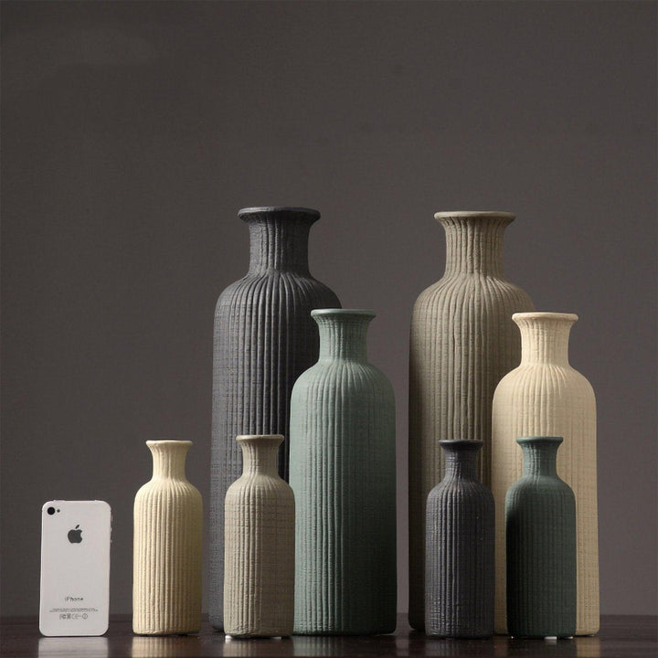 Brown Beige grey Ceramic Flower Vase Pot │ Home Decoration Item