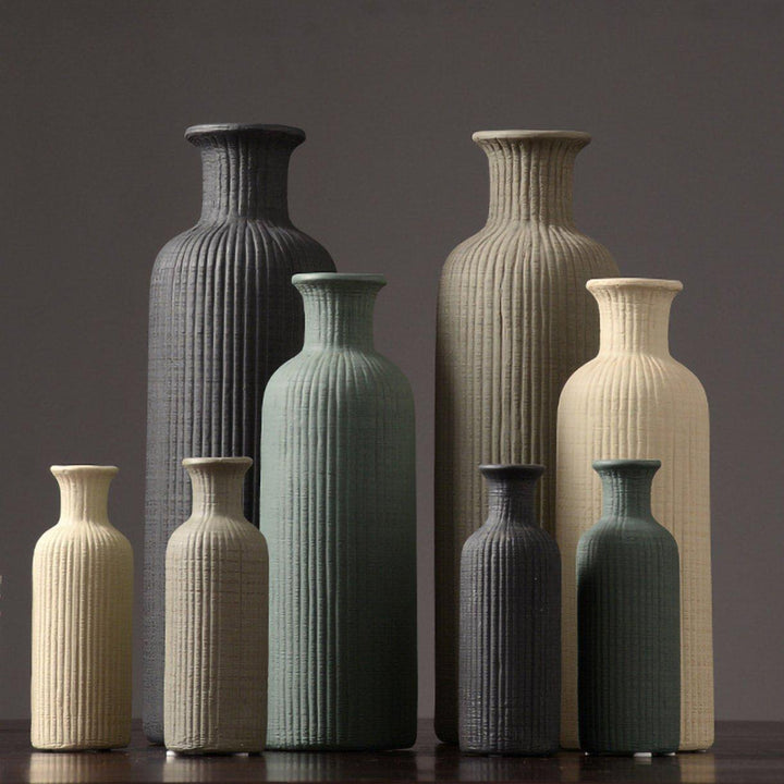 Brown Beige grey Ceramic Flower Vase Pot │ Home Decoration Item