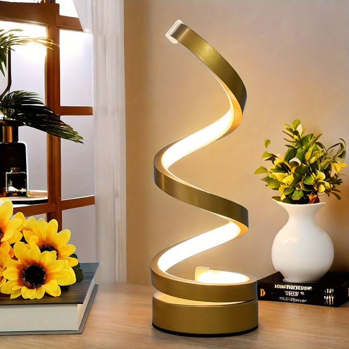 Modern Spiral Table Lamp – Creative LED Desk Lamp with Gentle Warm Light, Perfect for Bedroom, Living Room, and Study Decor