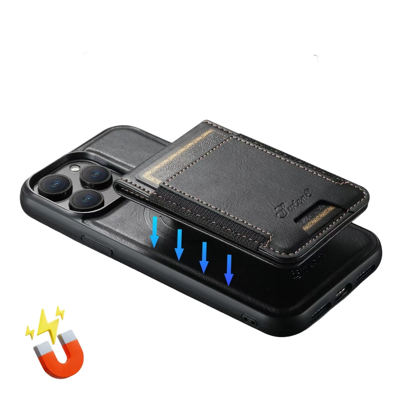 LuxCase Leather Phone Case with Card Slot and Stand – Compatible with iPhone |
