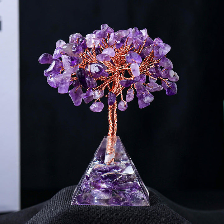 Natural Stone Gravel Pyramid Base Feng Shui Tree