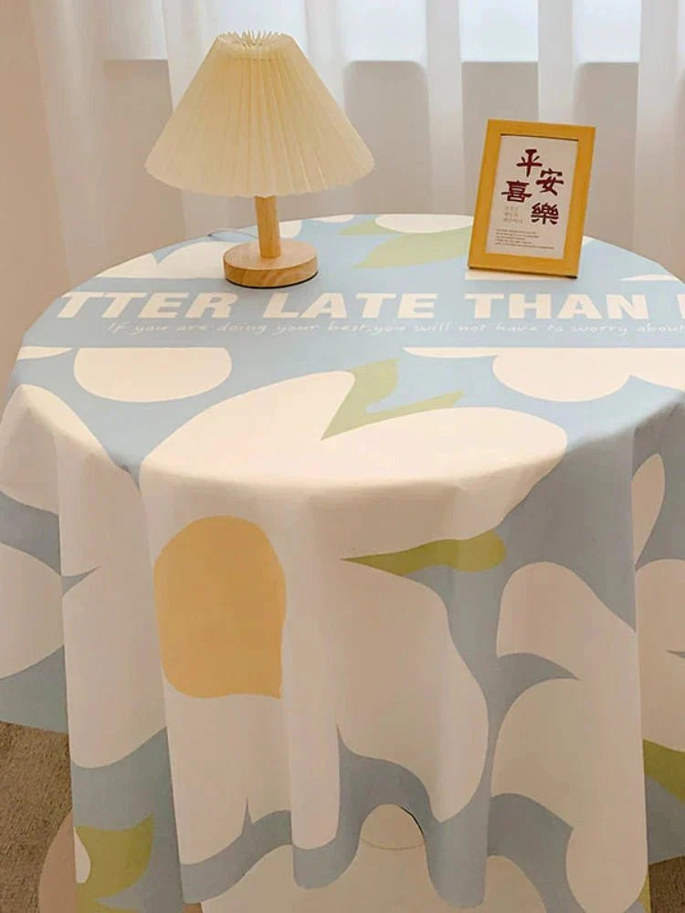 Checked Design Round Cotton Tablecloth