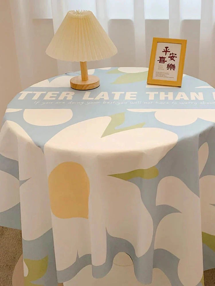 Checked Design Round Cotton Tablecloth