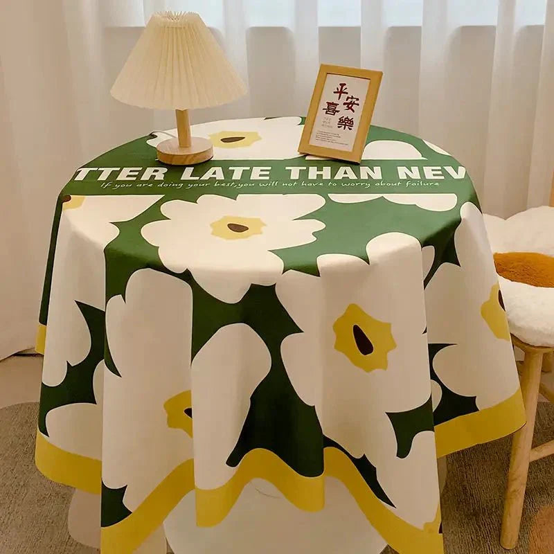 Checked Design Round Cotton Tablecloth