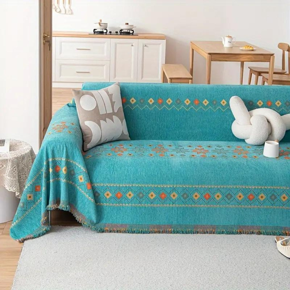 Bohemian Tassel Sofa Cover Cotton Blend