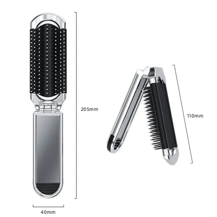 MirrorFlex Travel Mirror Hair Brush | Foldable &amp; Compact | Practical Styling on the Go