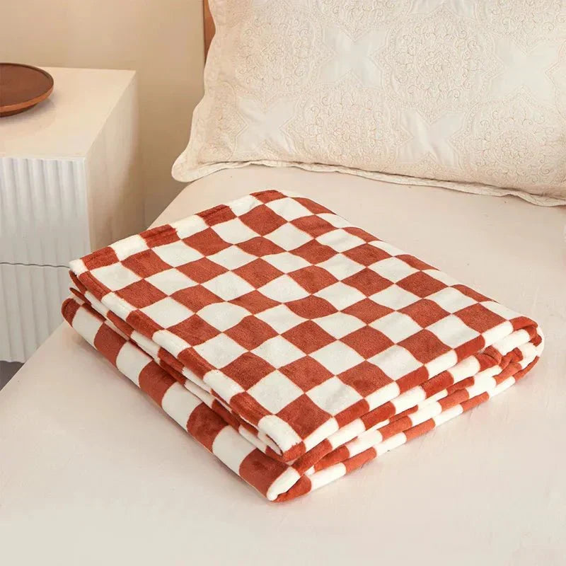 Classic Checkered Pattern Sofa Blanket