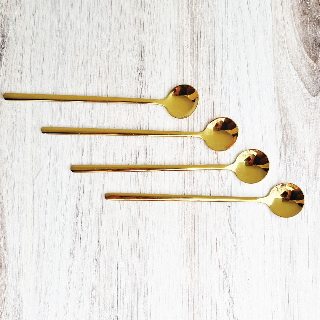 Trendy Espresso &amp; Dessert Spoon Set with 4 Pieces