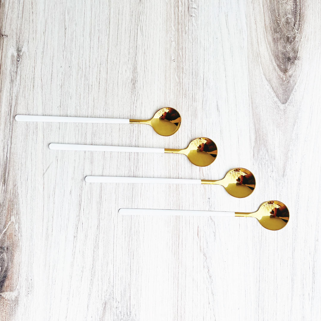 Trendy Espresso &amp; Dessert Spoon Set with 4 Pieces