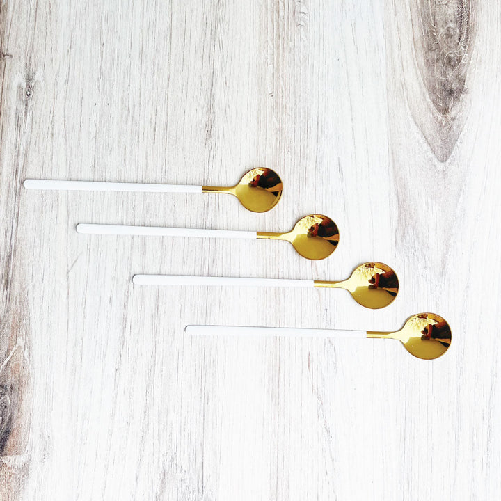 Trendy Espresso &amp; Dessert Spoon Set with 4 Pieces