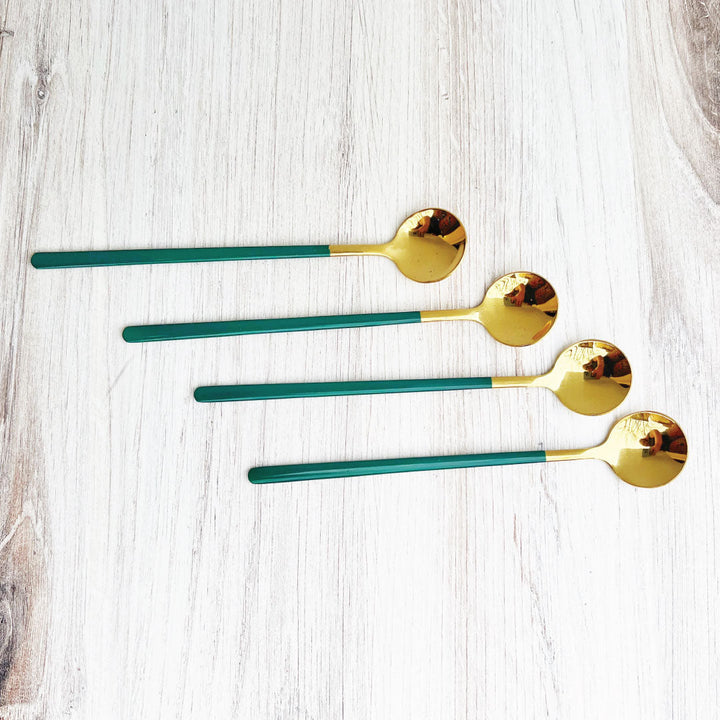Trendy Espresso &amp; Dessert Spoon Set with 4 Pieces