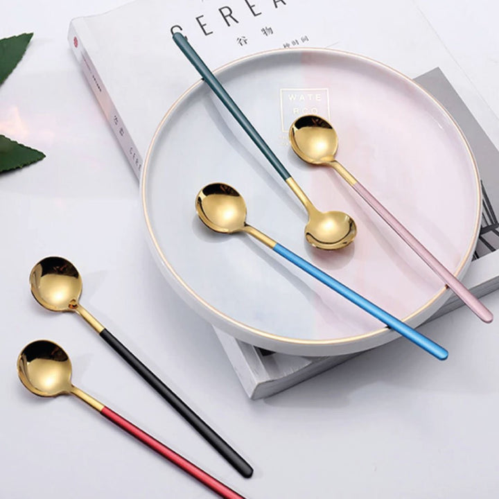 Trendy Espresso &amp; Dessert Spoon Set with 4 Pieces