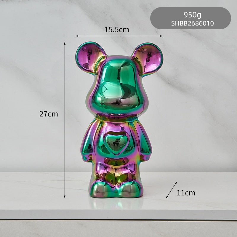 colourful Ceramic Bear Sculpture and Statue Piggy Bank Desk Ornament