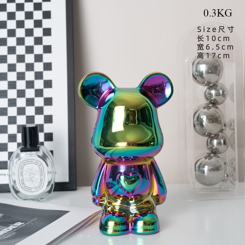 colourful Ceramic Bear Sculpture and Statue Piggy Bank Desk Ornament